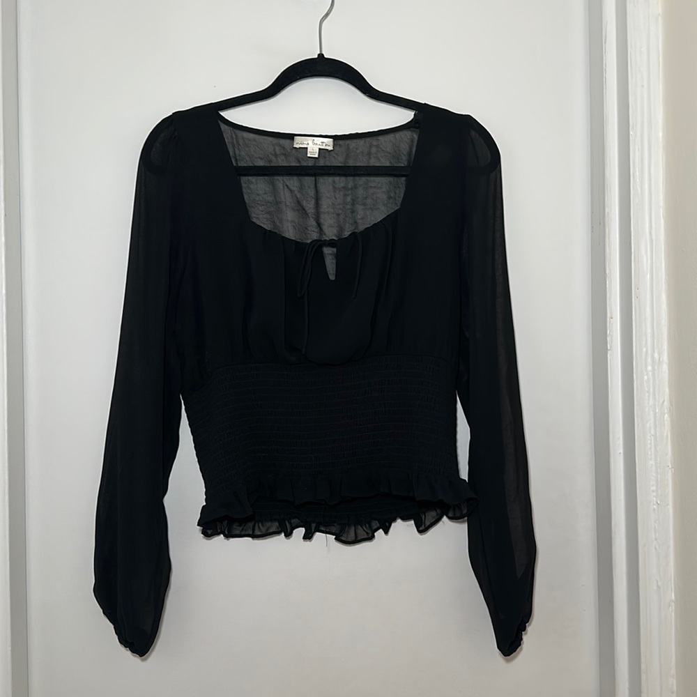 Black flowy blouse sheer Nine Britton Size Large